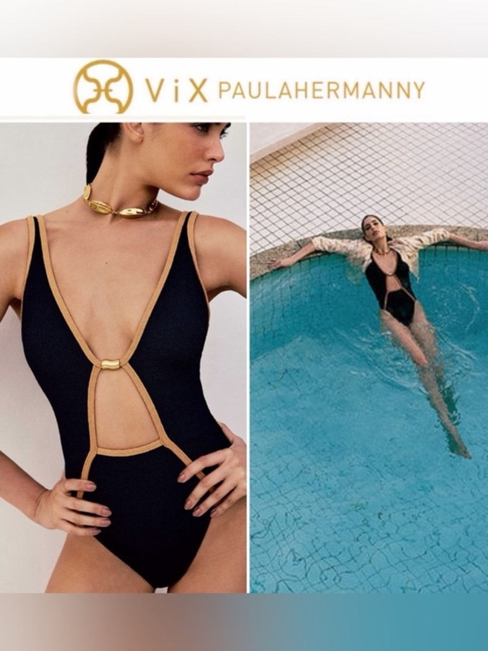 VIX Paul Hermanny Firenze Lily Kara One Piece Black Cutout Swimsuit L NWT $278